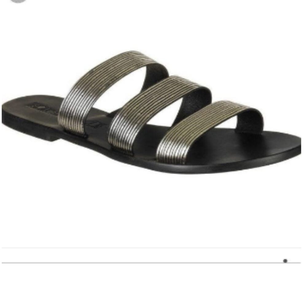 Anthropologie SOL Sana Gold Black Slide Sandal 8.5